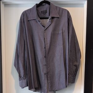 Perry Ellis Men’s Long-Sleeve Button-Down Dress Shirt in Charcoal